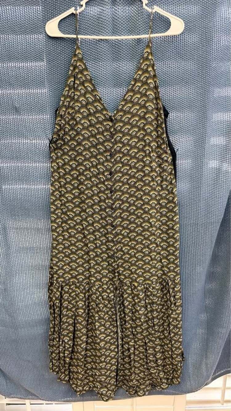 Farm Rio Art Deco Fan Print Button-Front Maxi Dress